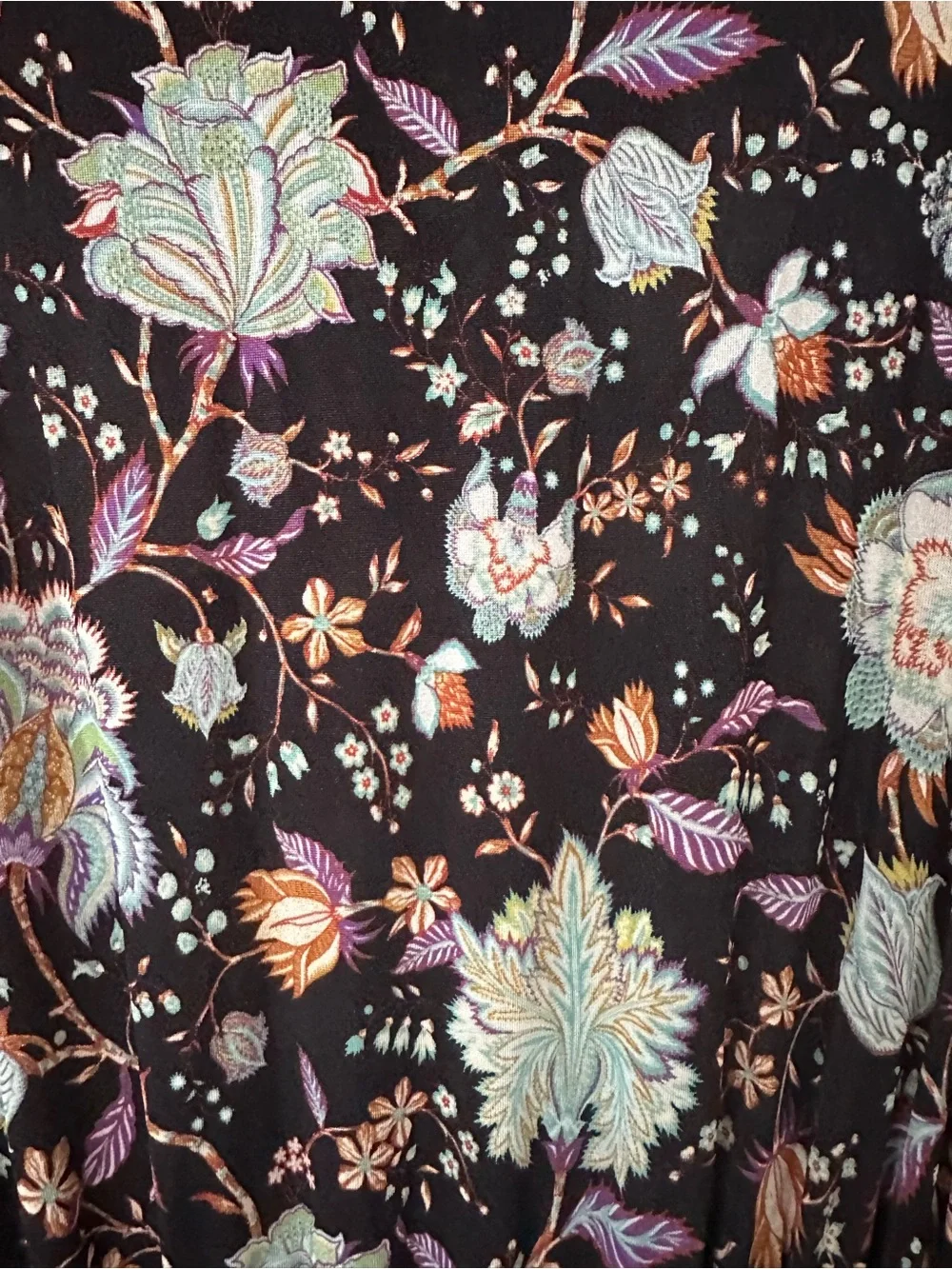 Ulla Johnson Black Floral Midi Dress with Multicolor Blossoms